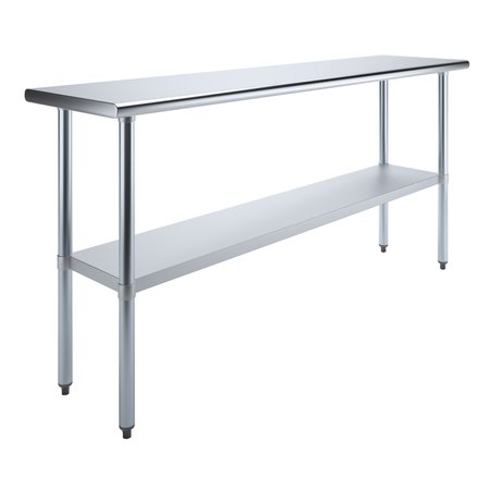AMGOOD Stainless Steel Metal Table with Undershelf, 72 Long X 18 Deep AMG WT-1872